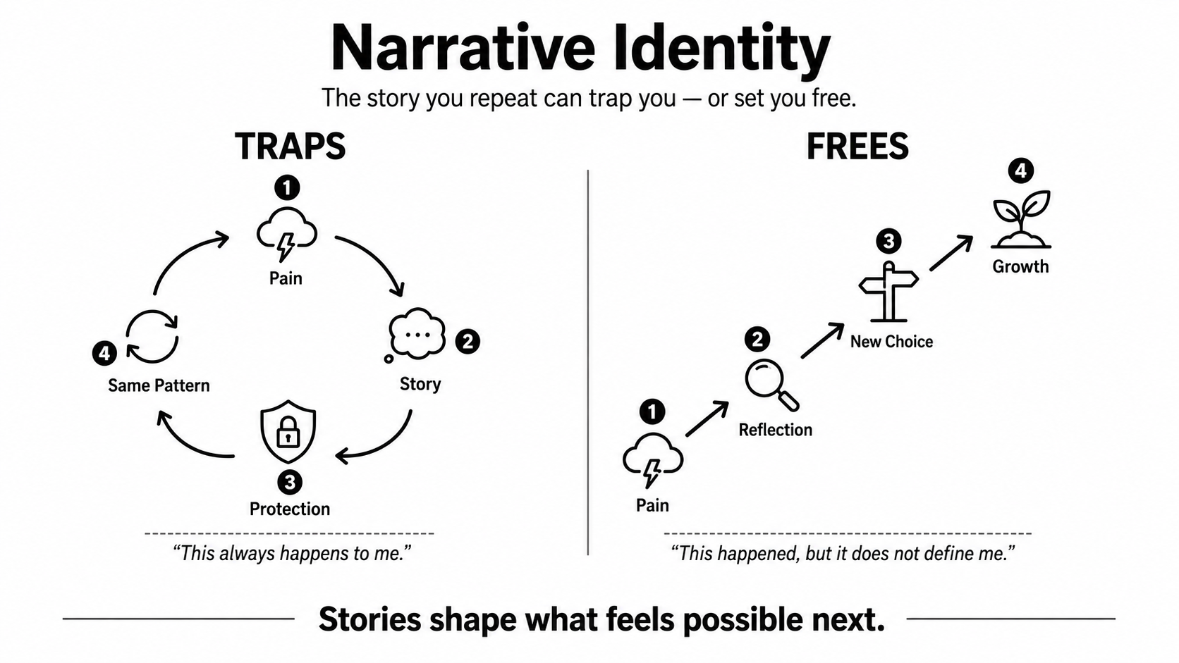 Illustration representing narrative identity and AI companionship